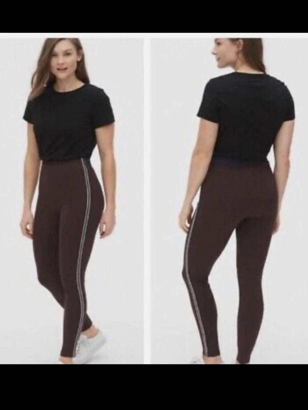 GAP Brown High-Rise Leggings with Side Stripes